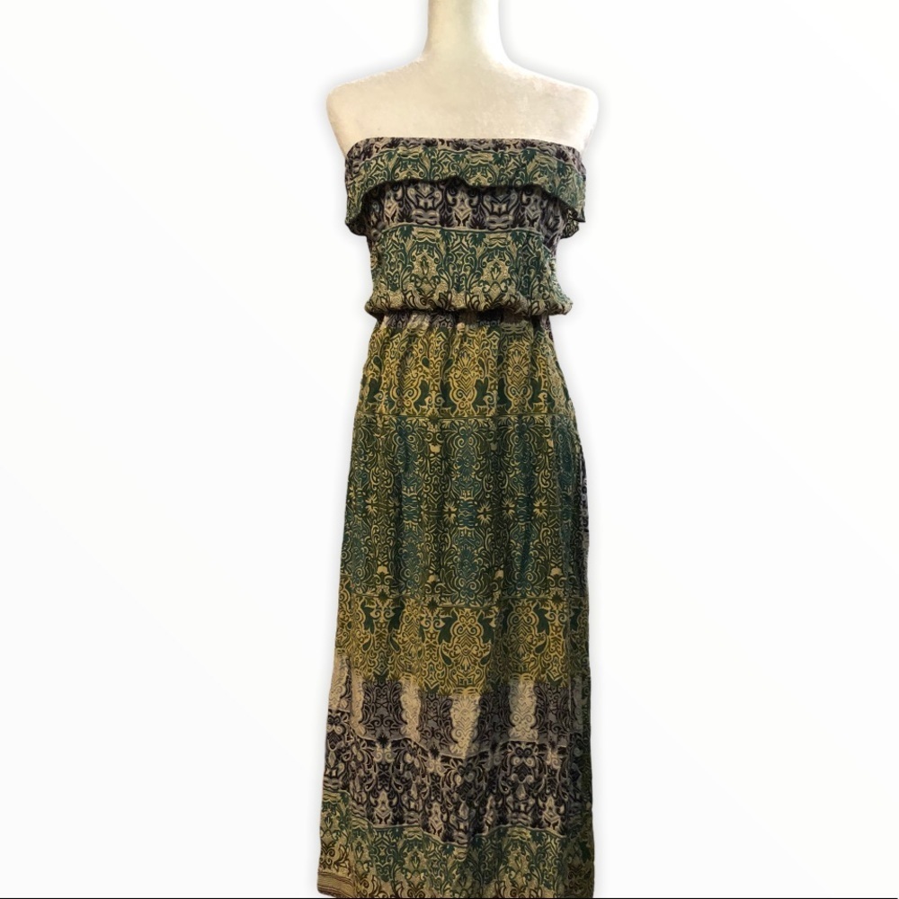 Poetry Sleeveless Maxi Dress Tribal Print Boho M